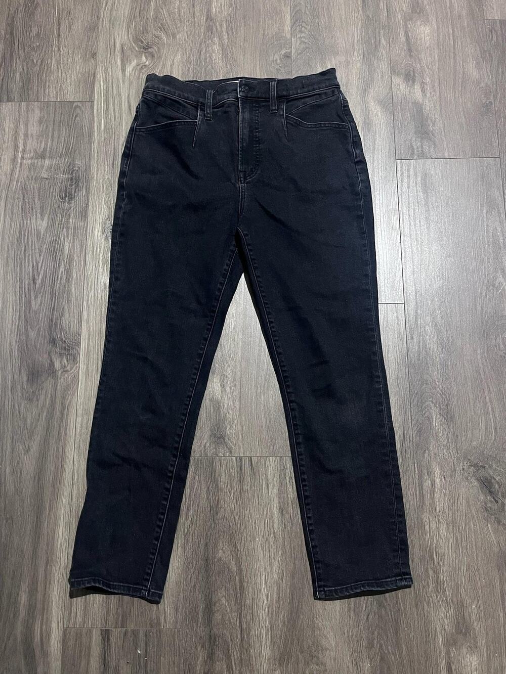 Madewell Jeans Womens 29 Black Straight High Rise Dark Wash 5-Pocket 26in